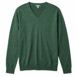 BROOKS BROTHERS Country Club Sea Island Cotton V-Neck Sweater Sz XL Green Preppy